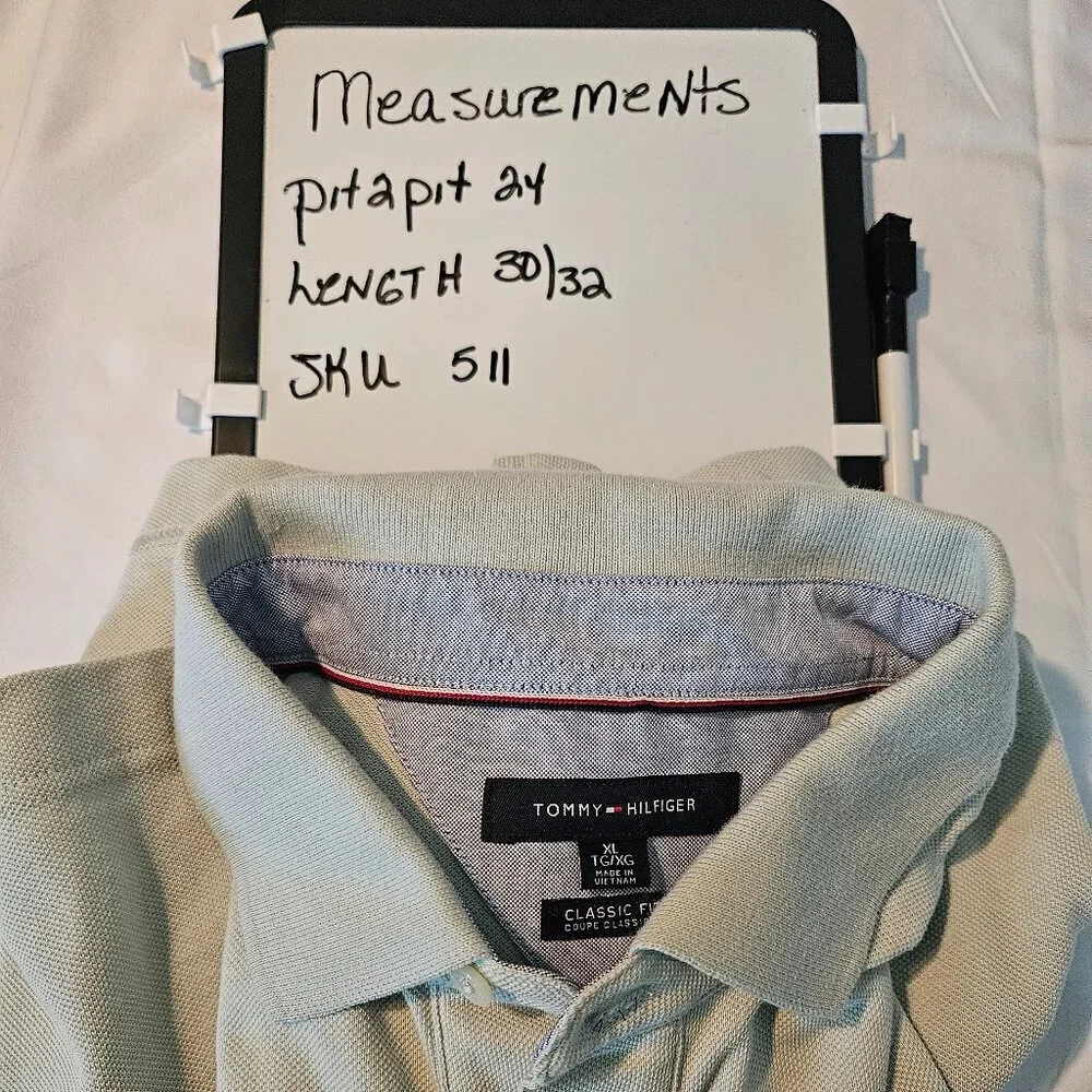 Tommy Hilfiger Polo Short Sleeve‎ Classic Fit  Mens Size XL Cotton Light Green